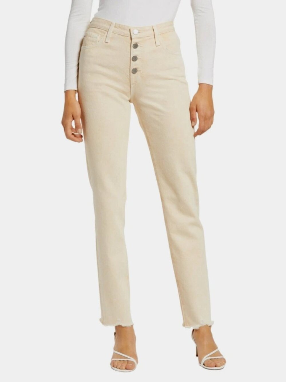 AG Adriano Goldschmied Jeans Size 31 Isabelle Button Up Straight Crop Raw Hem